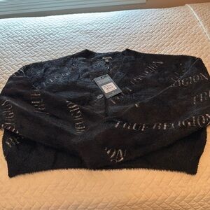 Cropped Cardigan Fuzzy Logo